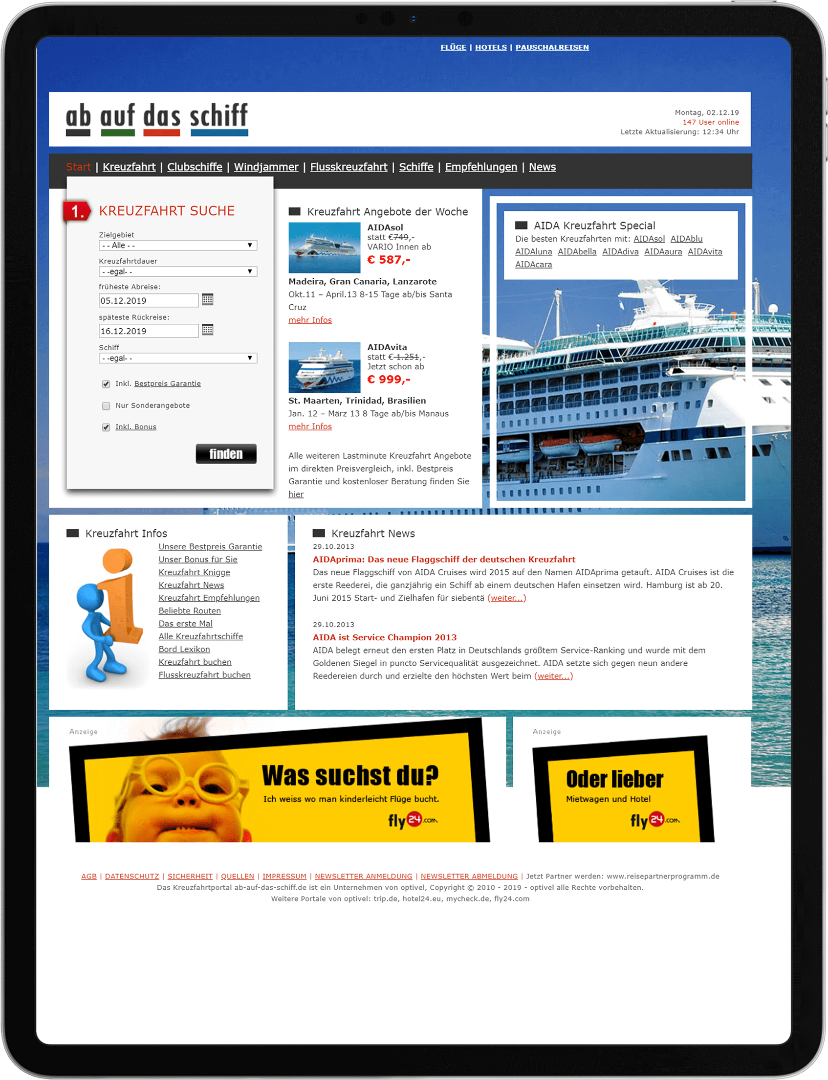 Tablet im Hochformat