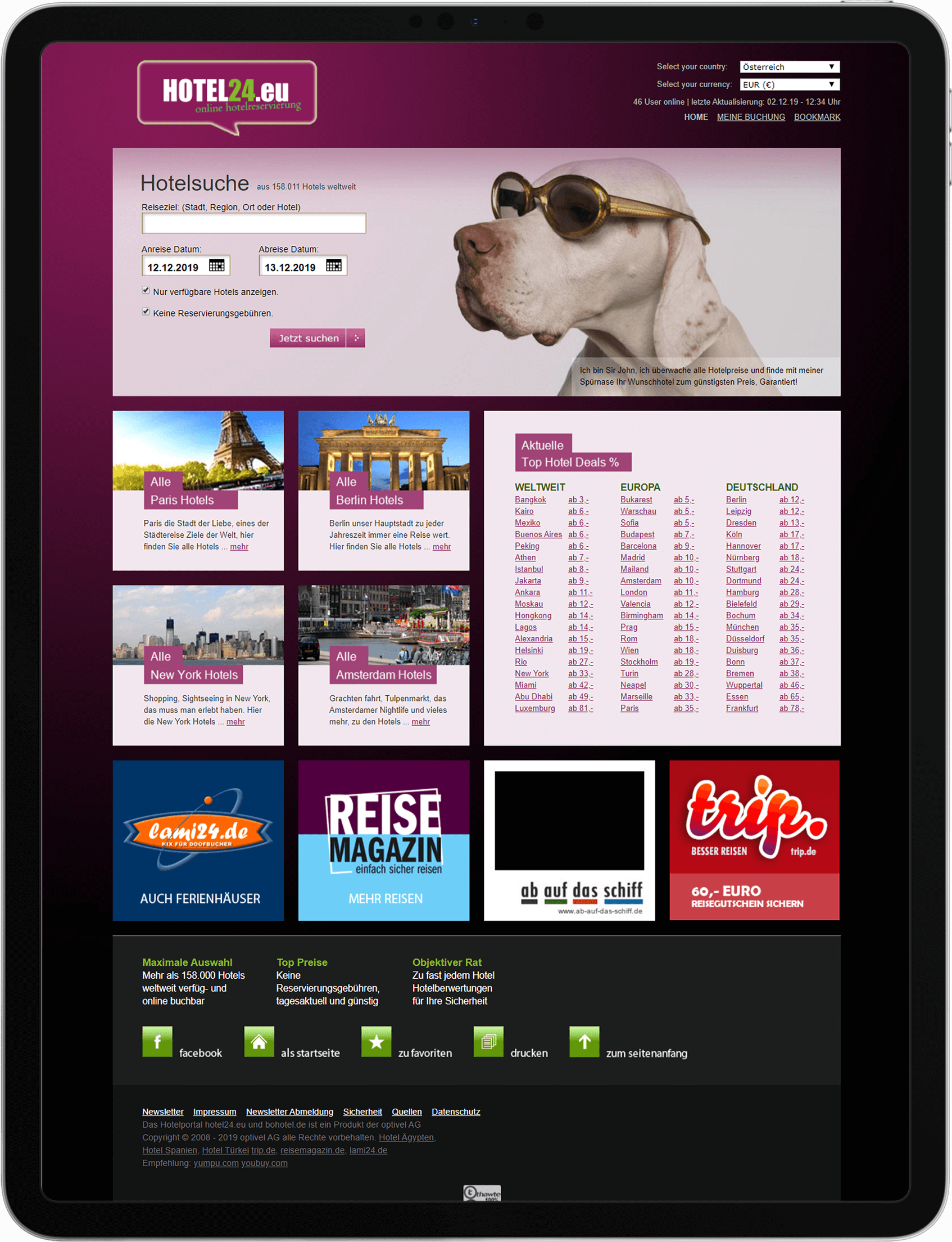 Tablet im hochformat