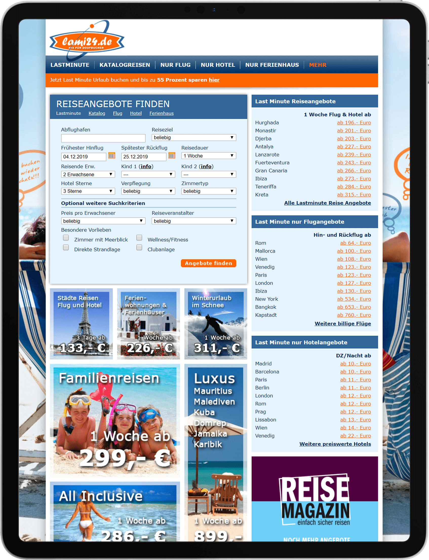 Tablet im Hochformat