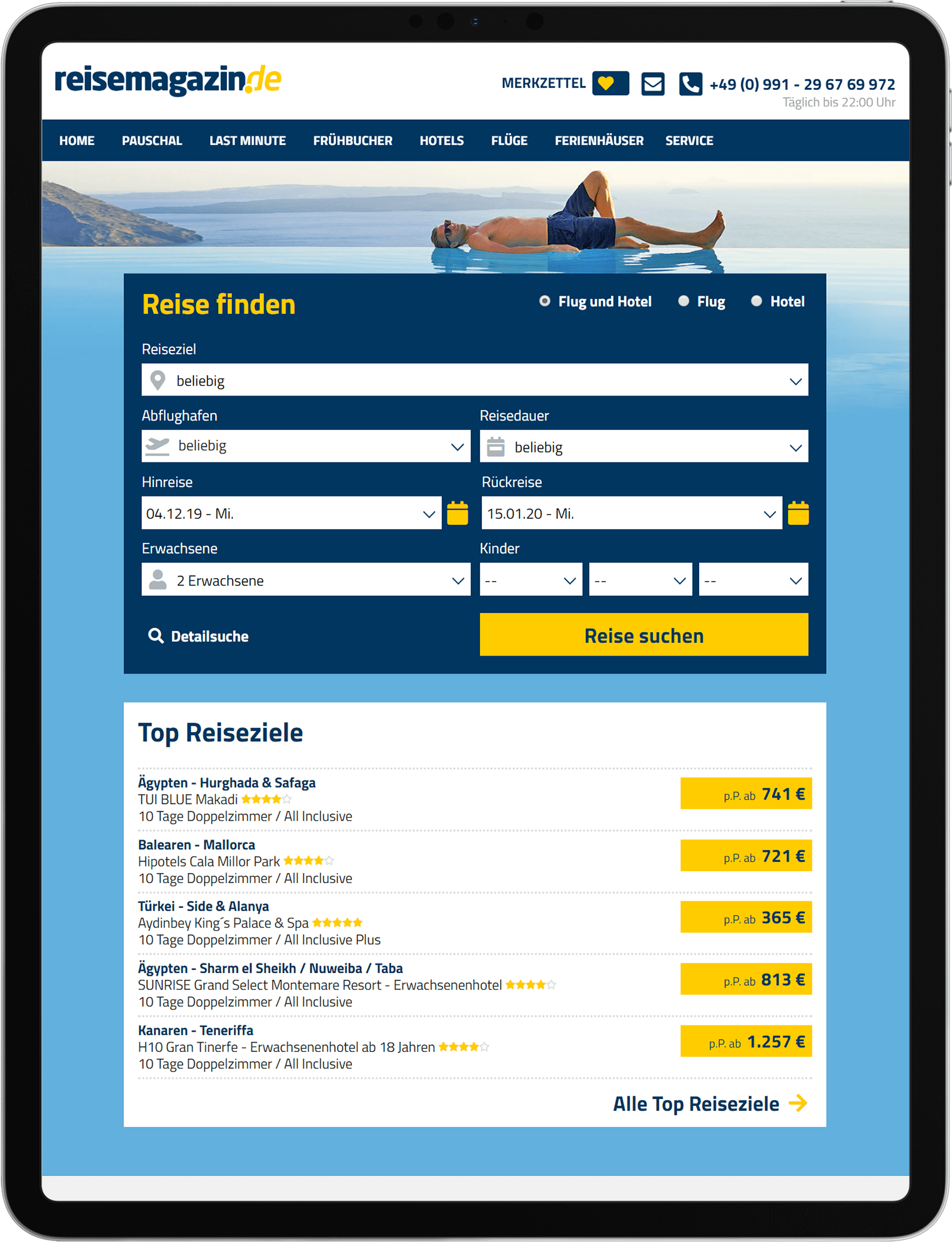 Tablet im hochformat