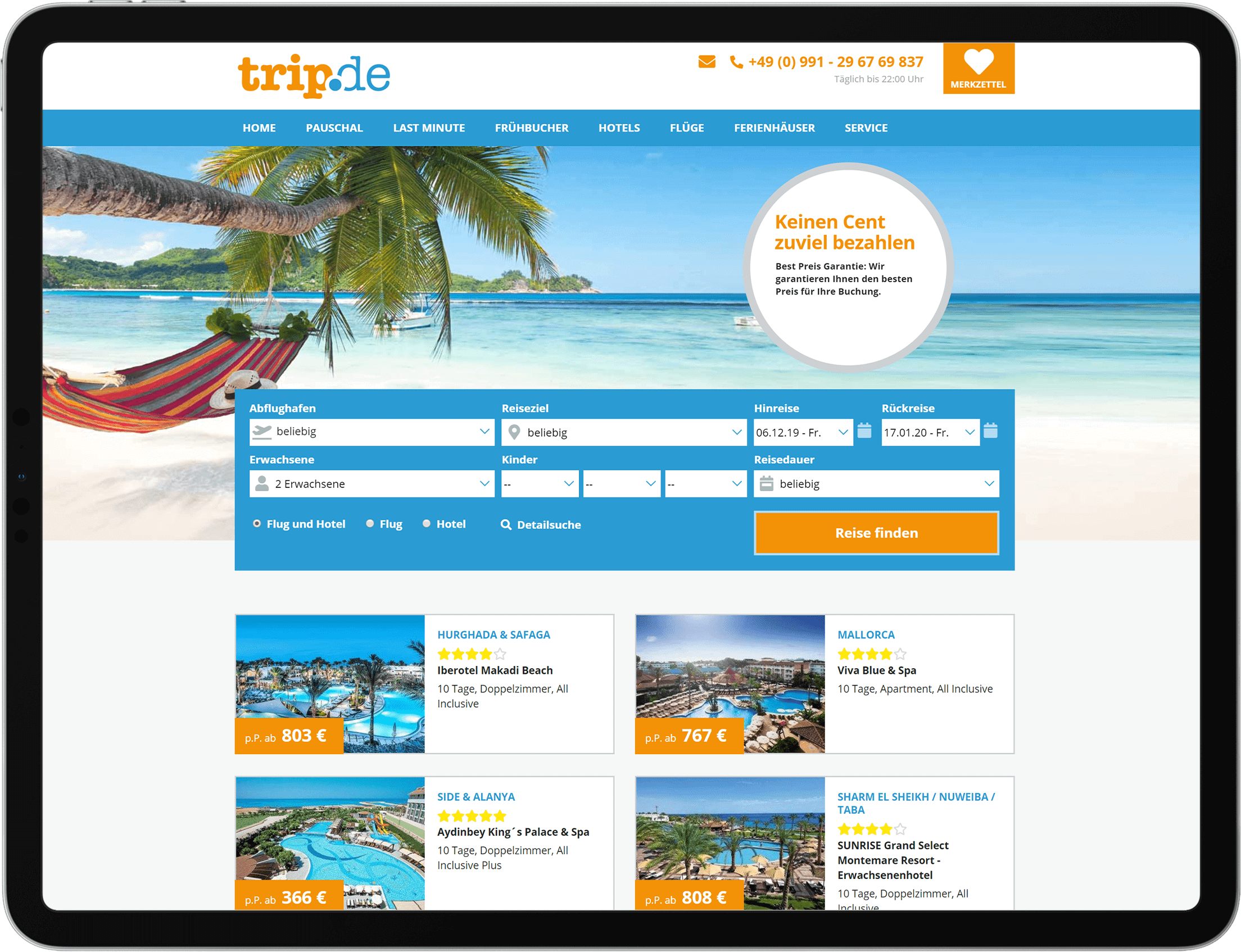 Tablet im Querformat